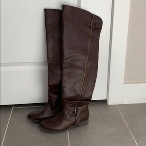 Dark Brown Knee High Leather Boots